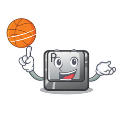 Sticker - With basketball R button installed on cartoon keyboard