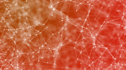 Abstract digital technology system platform dot line light connecting cyber space flow background, future innovation technology abstract presentation background concept, 3D Rendering tilt pan view.