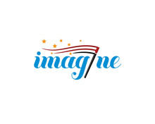 Imagine Word With Letter I As A Magic Wand Stick And Stars Sparkling Wordmark Lettermark Logotype