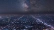 Milky Way Night Sky Over Urban Sprawl City of Los Angeles