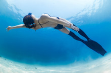 Freediver Above Sand (varied Positions And Angles)