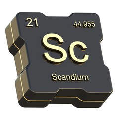 Fototapete - Scandium element symbol from periodic table on futuristic black icon isolated on white background
