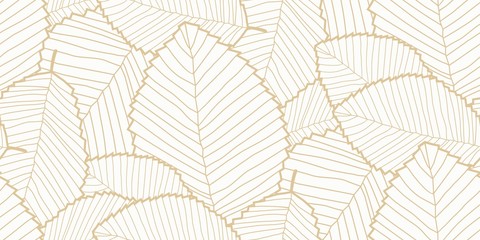 Vector seamless Leafs pattern white and gold