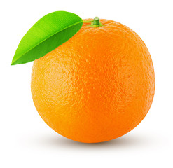 one fresh orange isolated on white background