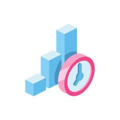 Poster - Сhart Rating time 3d vector icon isometric pink and blue color minimalism illustrate