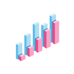 Poster - Сhart Rating 3d vector icon isometric pink and blue color minimalism illustrate