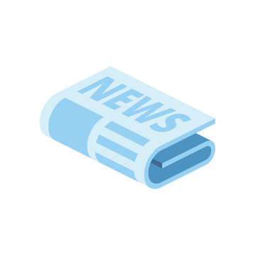 News newspaper 3d vector icon isometric pink and blue color minimalism illustrate