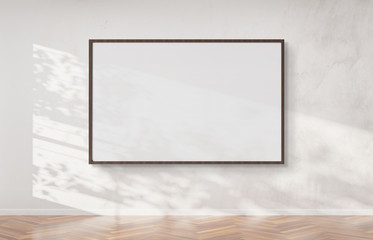 Poster - Wooden frame hanging on a wall mockup 3d rendering