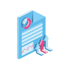 Poster - Document charts arrows 3d vector icon isometric pink and blue color minimalism illustrate