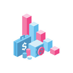 Poster - 3d vector icon isometric pink and blue color minimalism illustrate