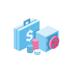 Poster - 3d vector icon isometric pink and blue color minimalism illustrate