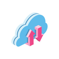Poster - Clouds 3d vector icon isometric pink and blue color minimalism illustrate