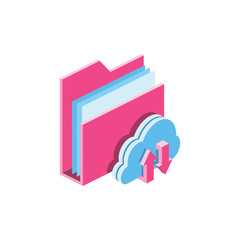 Fototapete - Directory cloud 3d vector icon isometric pink and blue color minimalism illustrate