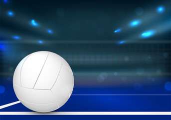 Wall Mural - Volleyball ball on blue sport court