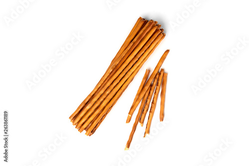 Fotomural Cracker pretzel sticks isolated on white background.