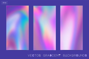 Poster - Abstract Modern pastel colored holographic vector gradient backgrounds in 80s style. Synthwave. Vaporwave style. Retrowave, retro futurism, webpunk. Modern screen design for mobile app