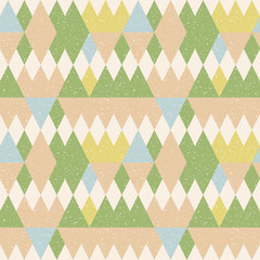 Poster - ..Triangles background. Vector geometric seamless pattern in pastel retro colors and textured simple shapes.