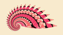 Abstract Spiral Shell Indian Style In Ivory Red Black Shades