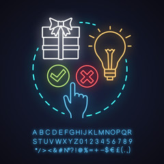 Sticker - Gifts and decision making neon light concept icon