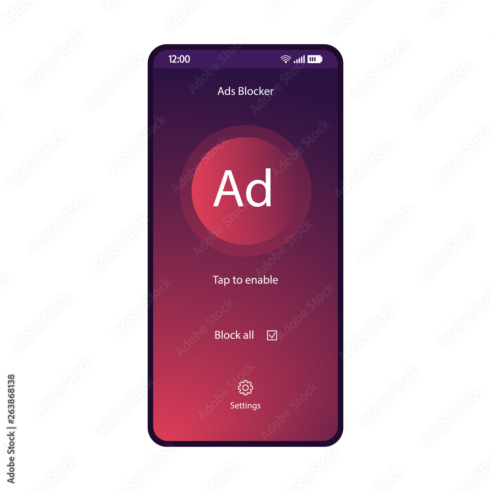Adblock app smartphone interface vector template Stock Vector | Adobe Stock