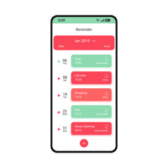 Poster - Reminder app smartphone interface vector template