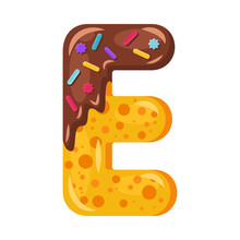 Donut Cartoon E Letter Vector Illustration