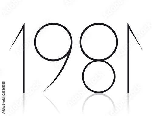 Vector logo 1981 with reflection. Isolated on white background. Tableau sur Toile