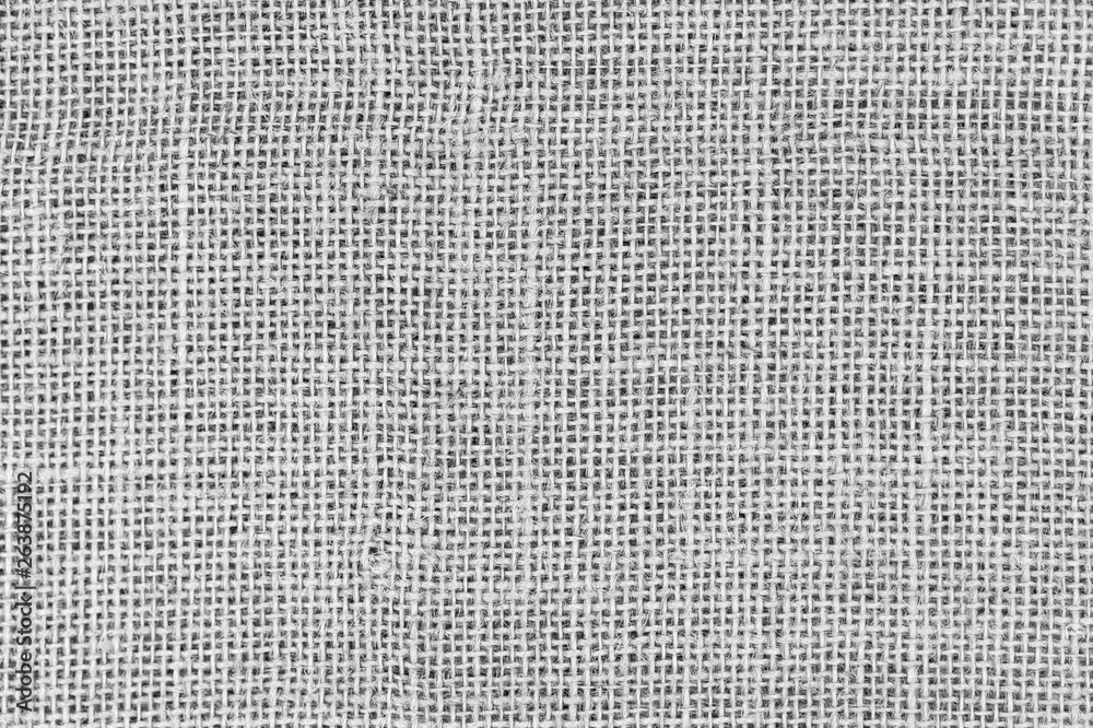 White burlap woven texture seamless. grey jute background close up macro - obrazy, fototapety, plakaty 