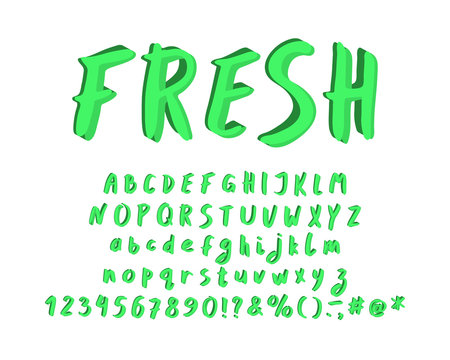 Modern Alphabet lettering style. Vector letters and numbers
