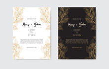 Vector Invitation With Gold Floral Elements. Luxury Ornament Template. Greeting Card, Invitation Design Background.