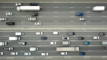 Top Down View Of Traffic Jam On A Highway