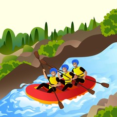 Poster - Extreme rafting concept background. Cartoon illustration of extreme rafting vector concept background for web design