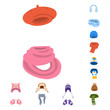 Isolated object of headwear and fashion icon. Set of headwear and cold vector icon for stock.