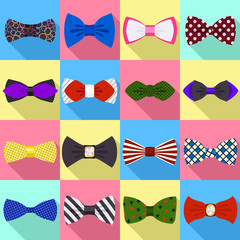 Poster - Bowtie icons set. Flat set of bowtie vector icons for web design