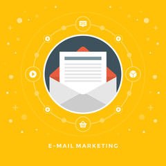 Poster - Flat design vector business illustration concept E-mail marketing