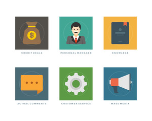 Poster - Business flat design icons vector illustration for website and promotion banners