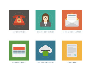 Poster - Business flat design icons vector illustration for website and promotion banners