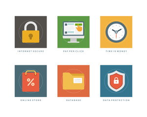 Poster - Business flat design icons vector illustration for website and promotion banners