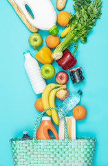 Shopping bag with fresh grocery products