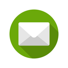 Poster - Flat E-mail Envelope Delivery News Message icon design and long shadow vector illustration