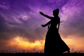 Poster - Indian dance at sunset