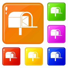 Poster - Mailbox icons set collection vector 6 color isolated on white background