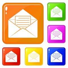 Poster - Envelope with sheet of paper icons set collection vector 6 color isolated on white background