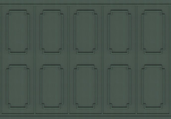 Poster - 3d rendering. luxurious dark green wood square shape pattern panel vintage design wall background.