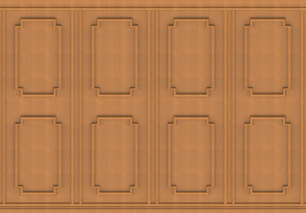 Poster - 3d rendering. luxurious brown wood square shape pattern panel vintage design wall background.