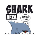 Fototapeta Pokój dzieciecy - Shark print with slogan for t-shirt. Tee shirt typography. Vector illustration.