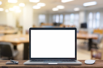 Wall Mural - Desk Laptop with blank screen