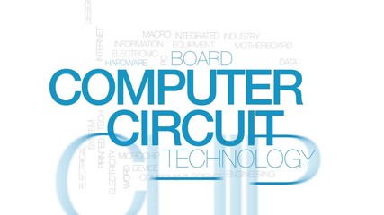 Wall Mural - Computer circuit animated word cloud. Kinetic typography.