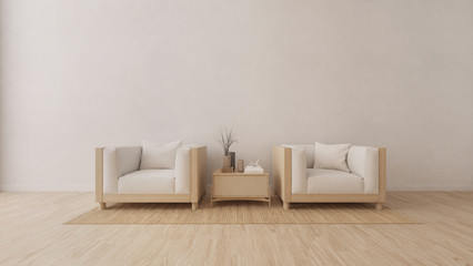 Wall Mural - modern living room with sofa and wooden floor