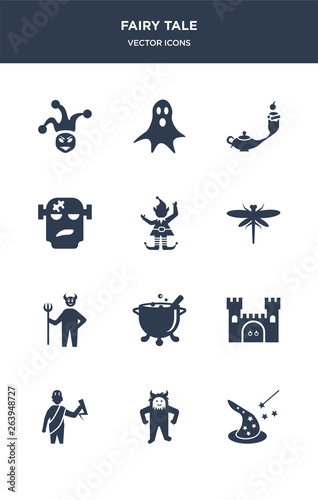 Download 12 Fairy Tale Vector Icons Such As Wizard Yeti Zeus Castle Cauldron Contains Devil Dragonfly Elf Frankenstein Genie Ghost Icons Stock Vector Adobe Stock